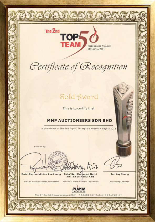 Top 50 Gold Award 2011 Certificate copy